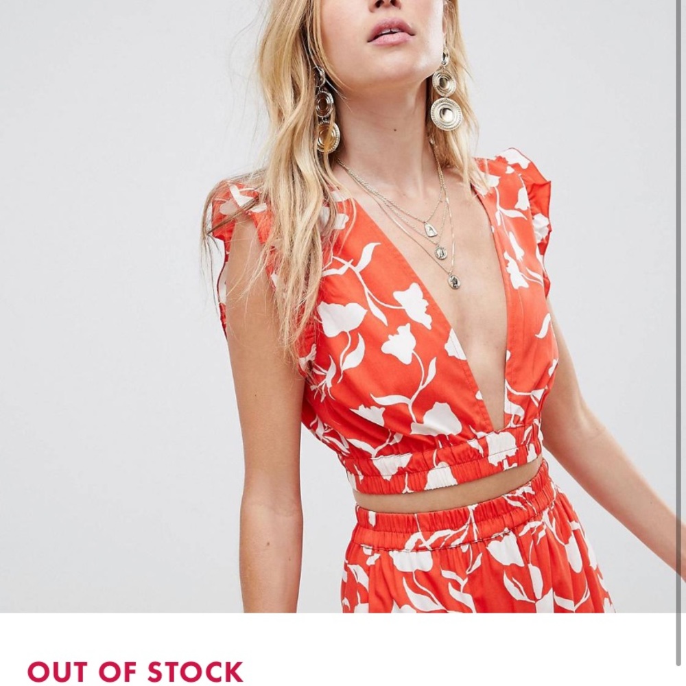 ASOS Red/White Floral crop top, size 4